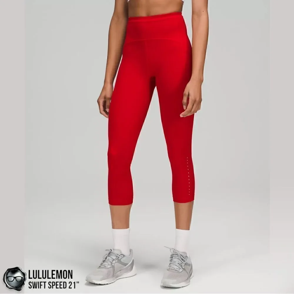 LULULEMON SWIFT SPEED HIGH-RISE 21” CROP DARK RED PETITE WOMEN’S SIZE 8 LEGGINGS